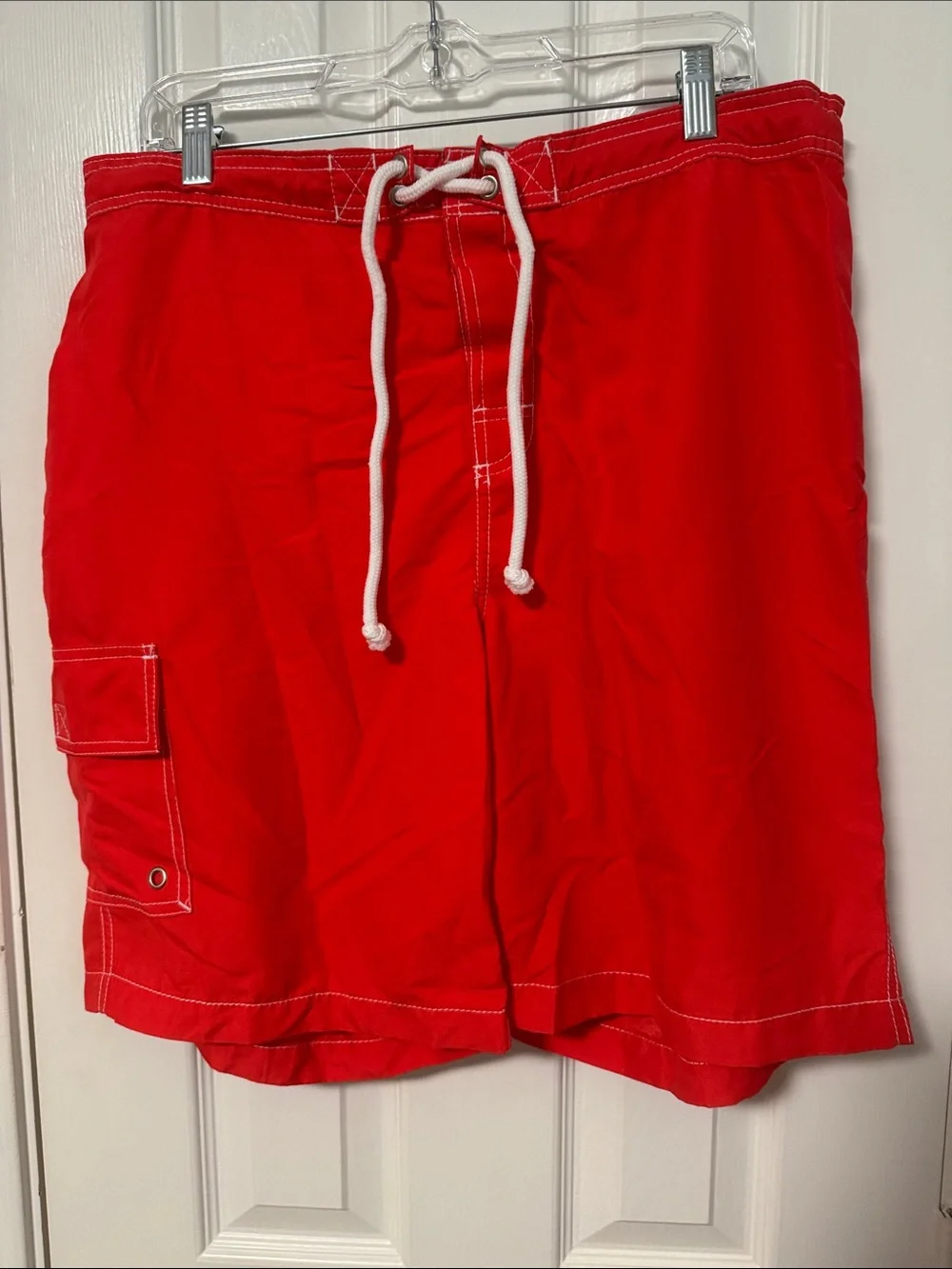Merona Red Men's Swim Board Shorts with Side Cargo Pocket